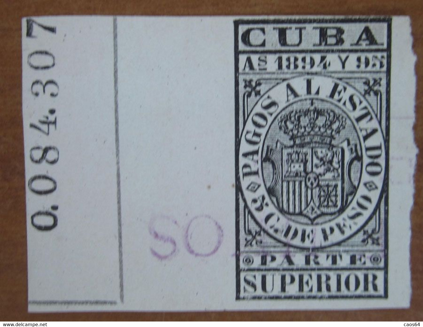 1894 1895 CUBA Fiscali Revenue Tax Pagos Al Estado 5 Ctv Superior - Usato - Timbres-taxe