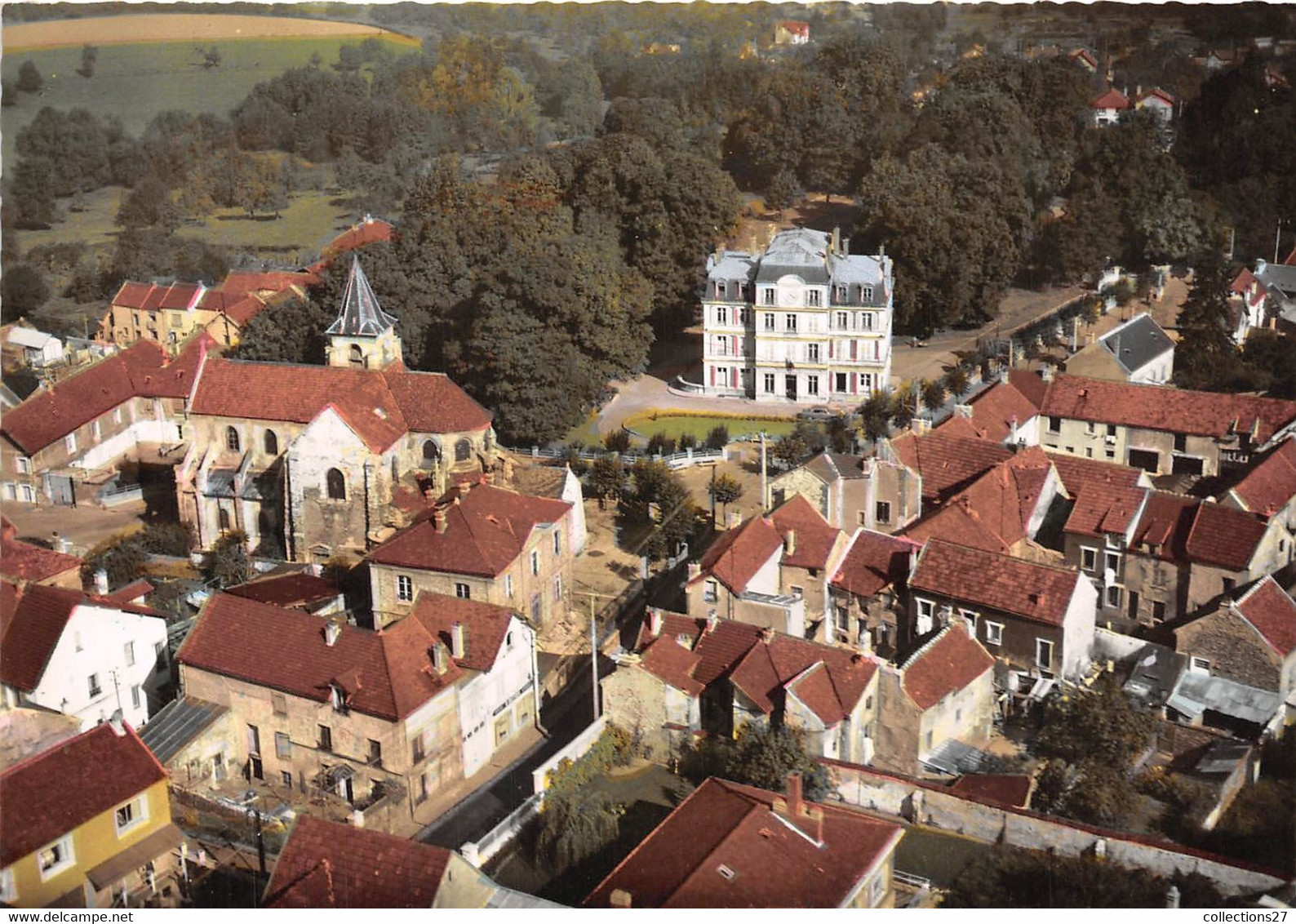 95-DOMONT-VUE GENERALE AERIENNE L'EGLISE LA MAIRIE - Domont