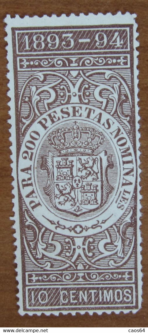 1893 1894 SPAGNA Fiscali Revenue Tax  200 Pesetas - Usato - Fiscales