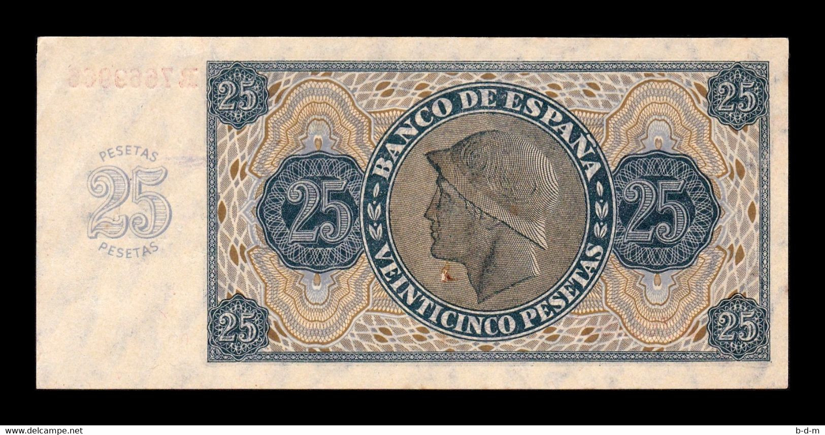 España Spain 25 Pesetas Burgos 1936 Pick 99 Serie R SC- AUNC - 25 Pesetas