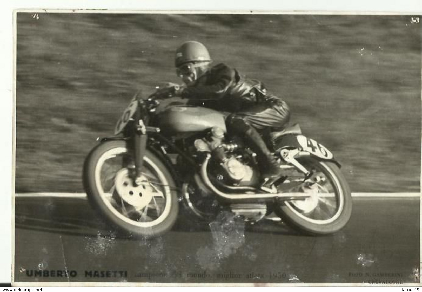 Photo Moto Umberto Masetti Champion Du Monde 1950  Archive Narbonne Moto Club 1946  1950 11. X 17 Cm - Motorfietsen