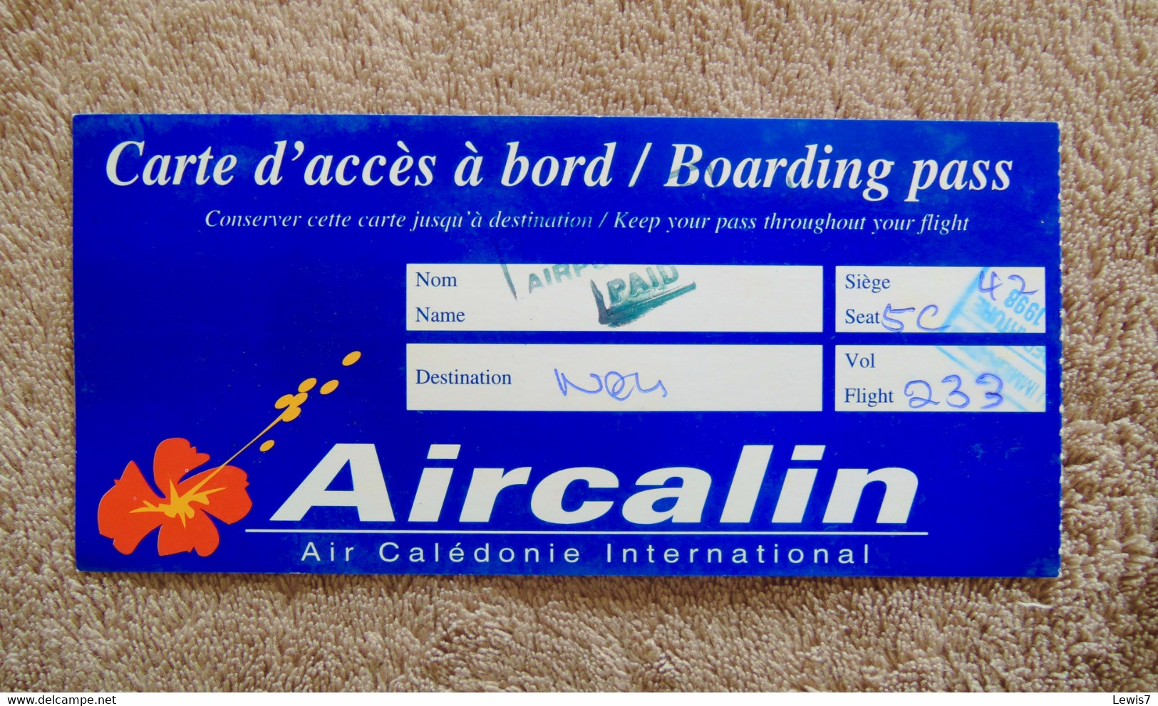 Boarding Pass AIRCALIN - Cartes D'embarquement