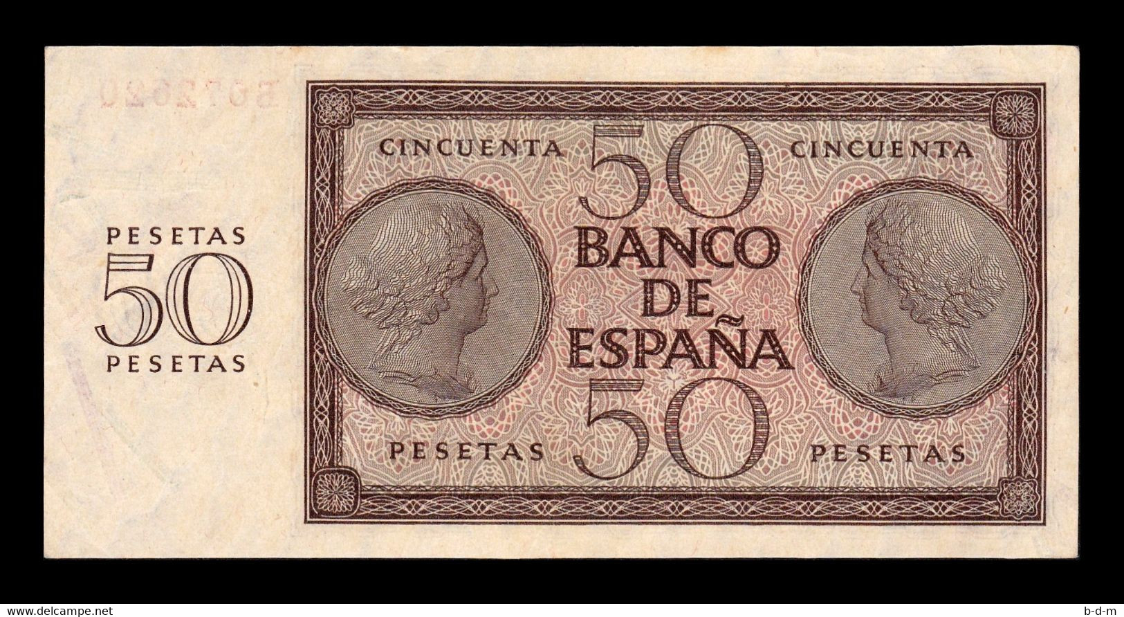 España Spain 50 Pesetas Burgos 1936 Pick 100 Serie B SC- AUNC - 50 Pesetas