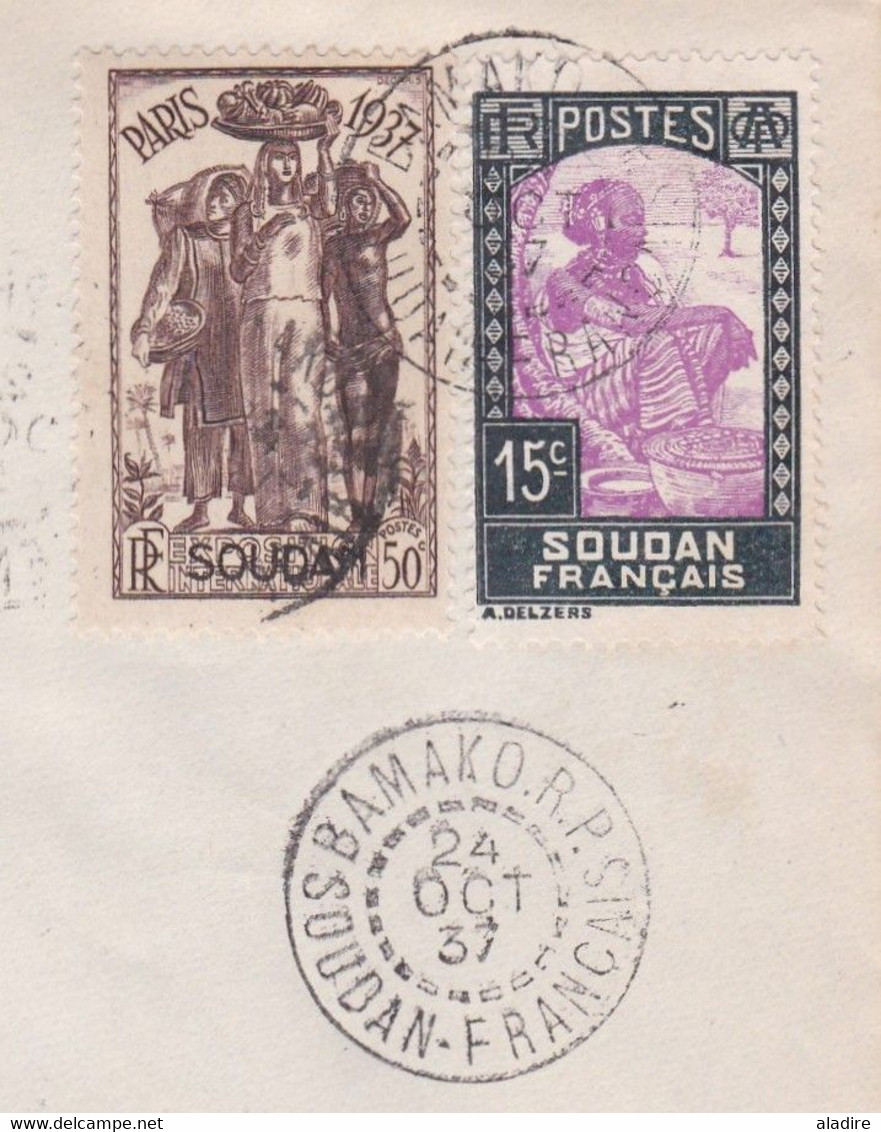 1937 - Enveloppe Par Avion De Bamako, Soudan à Dakar, Sénégal  - Voyage D'étude Air France - Covers & Documents