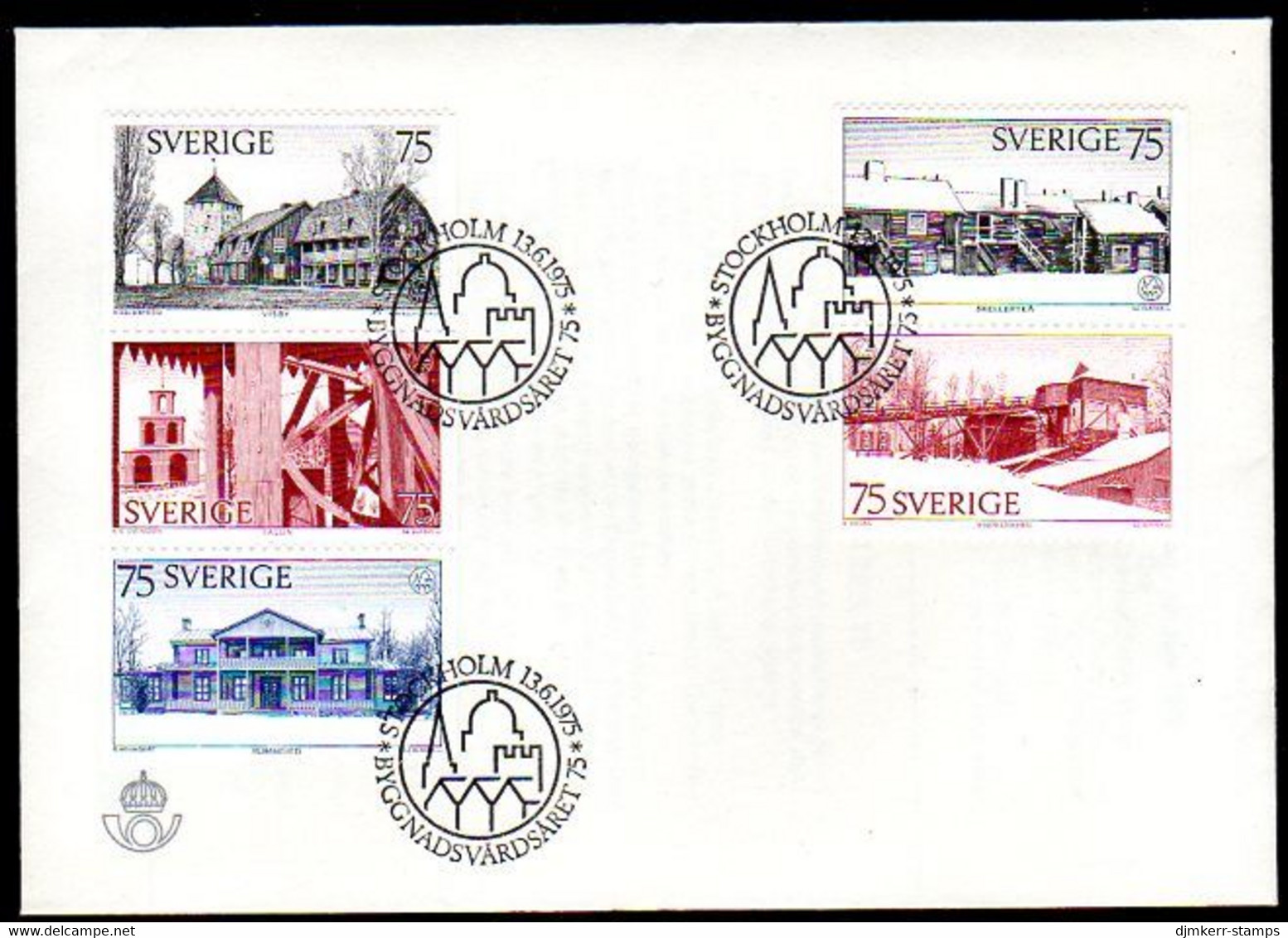 SWEDEN 1975 Protection Of Architectural Heritage FDC.  Michel 908-12 - FDC
