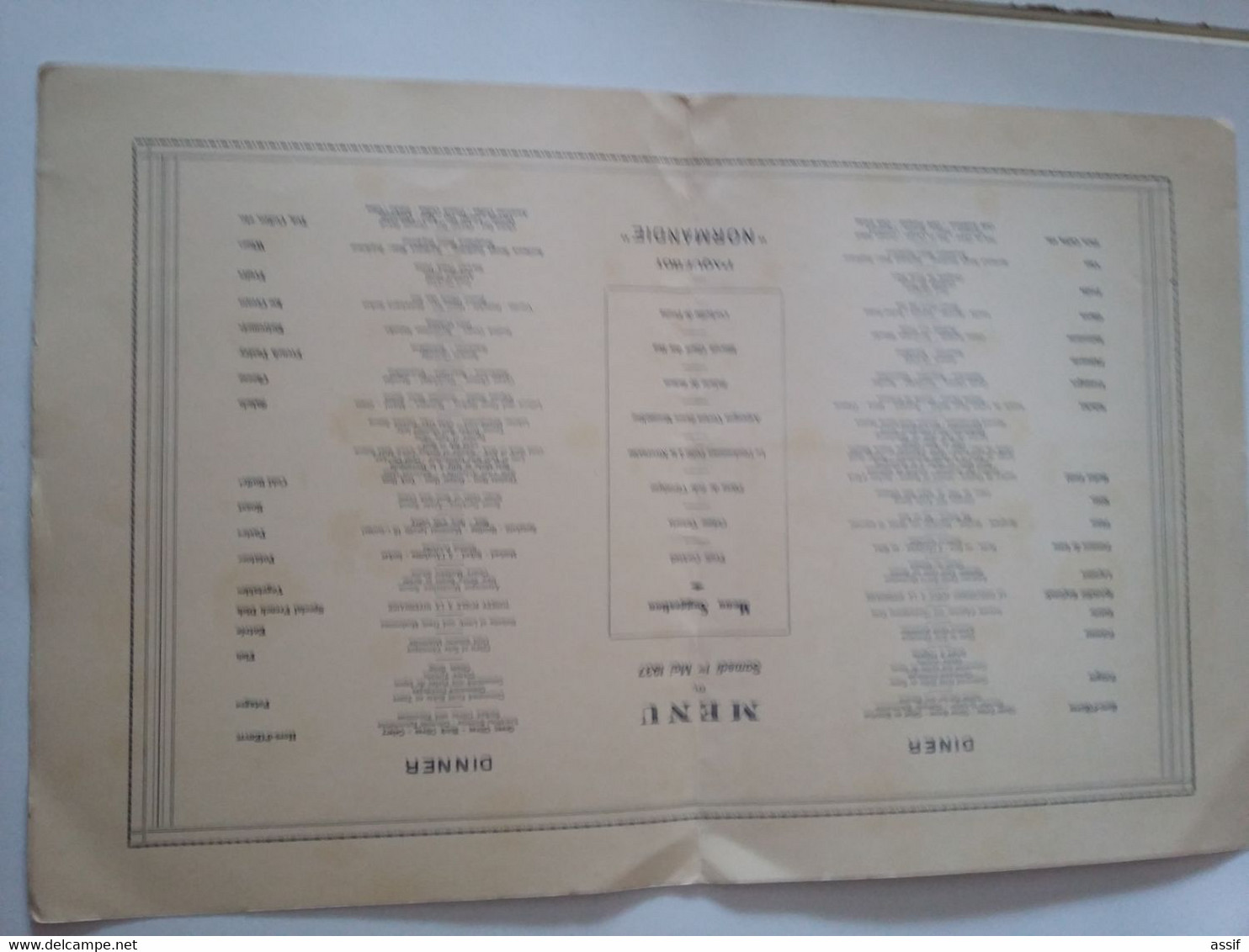 5 Menus Paquebot ( Normandie Mai 1937 Marseille Lhôte , Ile De France 1933 Georges Plasse , Bremen  1893 .............. - Menus