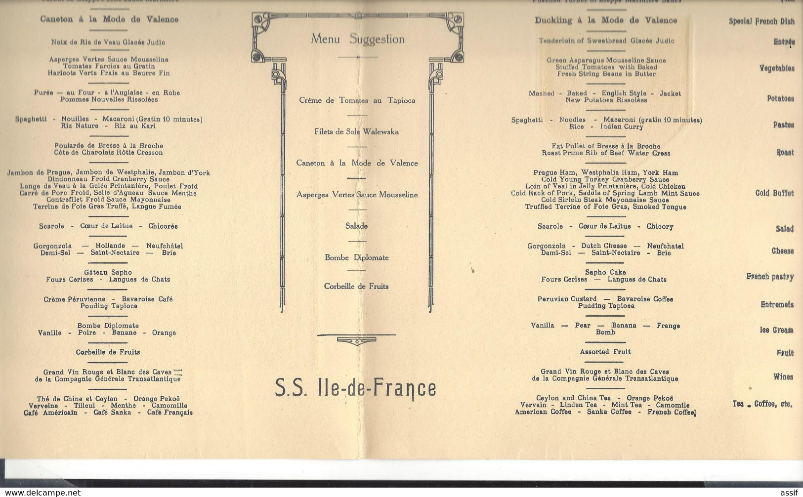 5 Menus Paquebot ( Normandie Mai 1937 Marseille Lhôte , Ile de France 1933 Georges Plasse , Bremen  1893 ..............