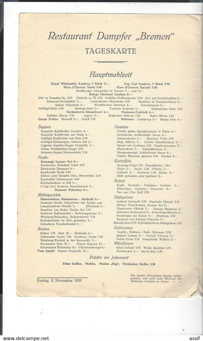 5 Menus Paquebot ( Normandie Mai 1937 Marseille Lhôte , Ile de France 1933 Georges Plasse , Bremen  1893 ..............