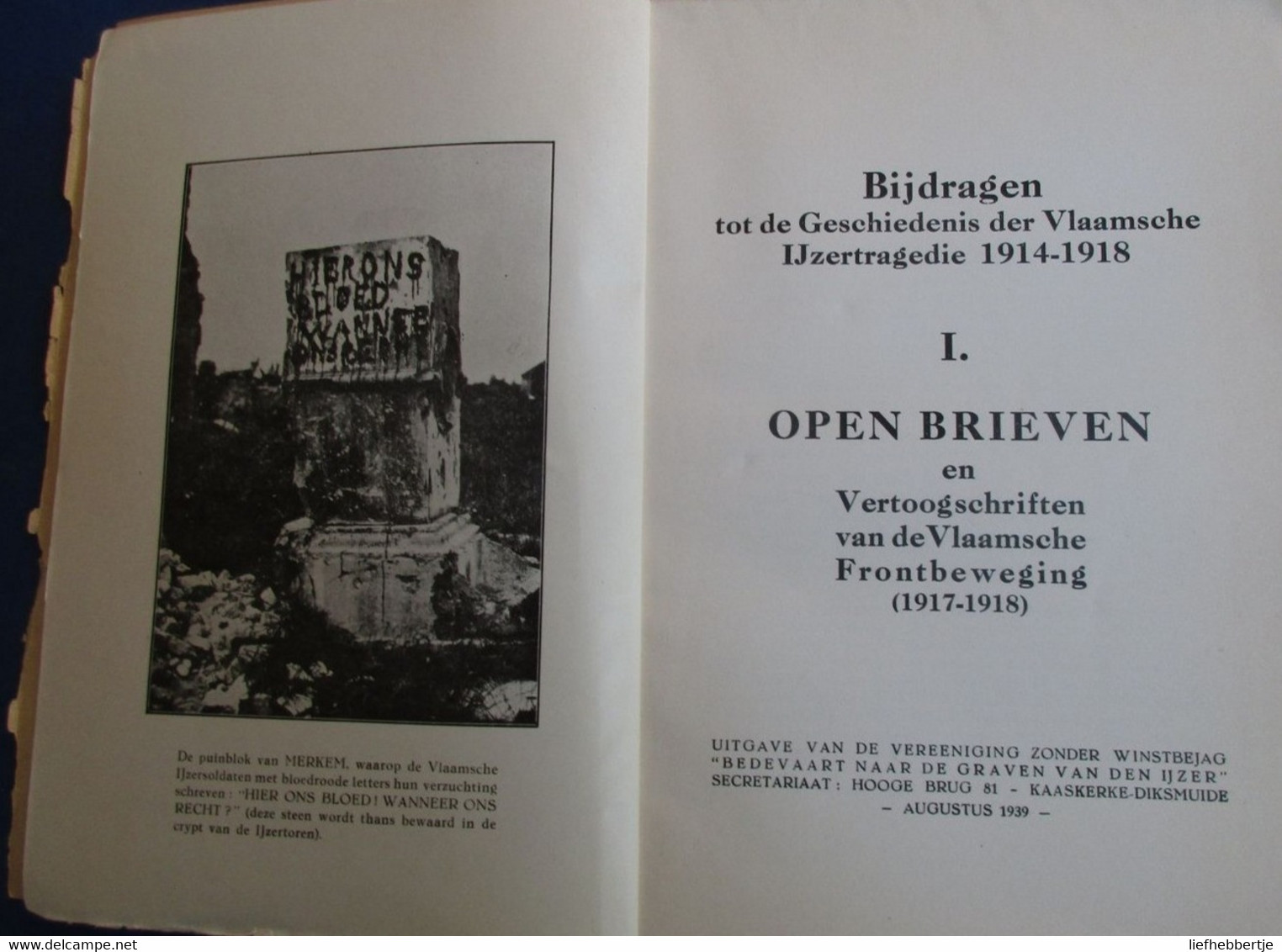 De Open Frontbrieven -  Eerste Wereldoorlog - Vlaamse Beweging - Diksmuide - Guerra 1914-18