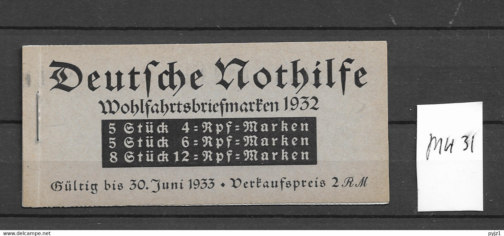 1931 MNH Germany Booklet MH 31 Postfris** - Carnets & Se-tenant