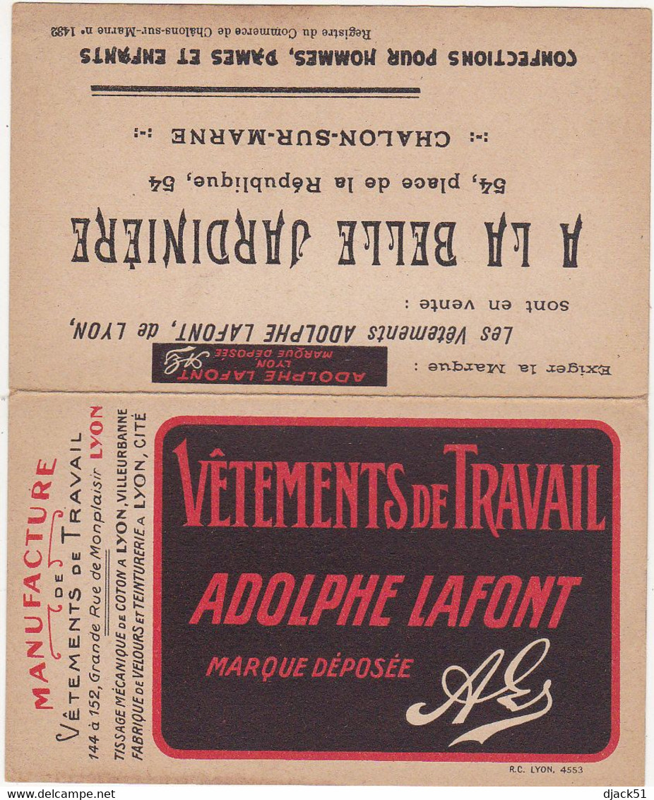 Calendrier 1932 - Magasin -  A LA BELLE JARDINIERE CHALONS-sur-MARNE / Vêtements ADOLPHE LAFONT - Small : 1921-40