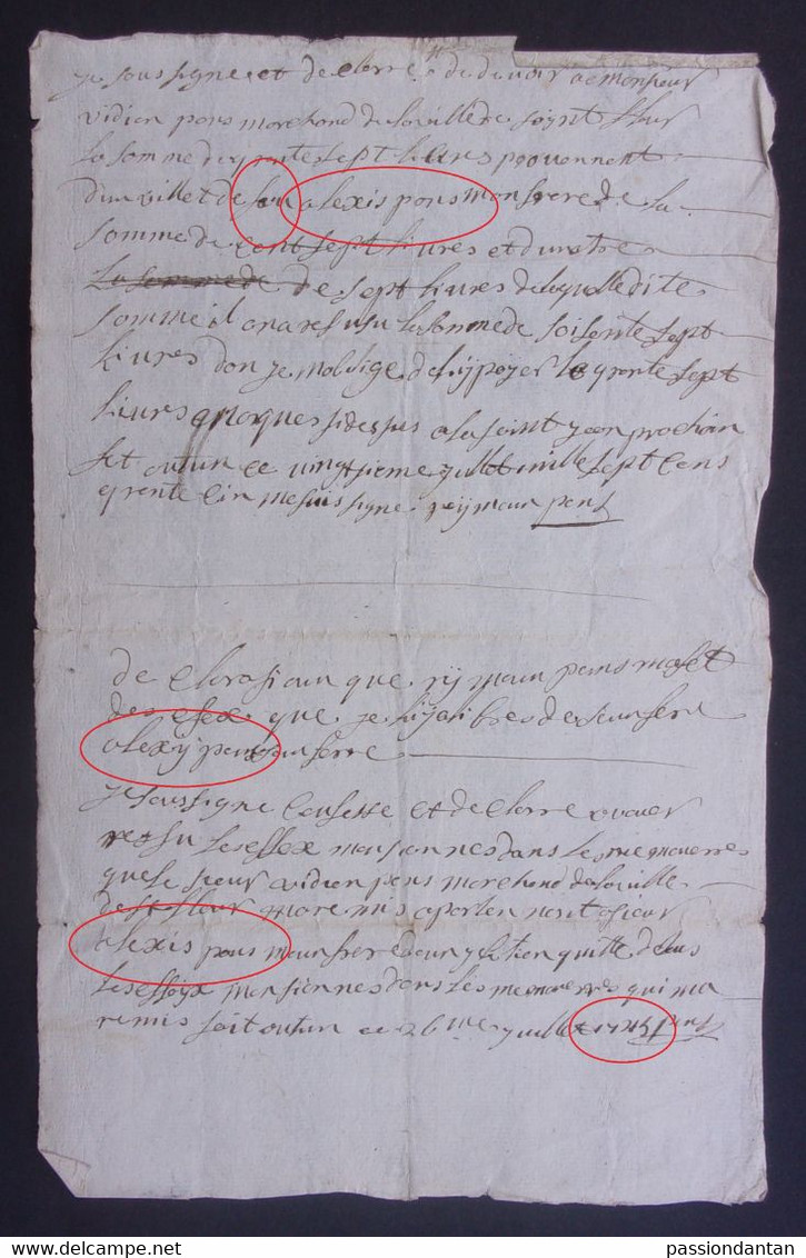 Manuscrit Du XVIIIe Siècle - Cantal - Saint-Flour - Protagonistes Dénommés Alexis Pons Et Autres - Manuskripte