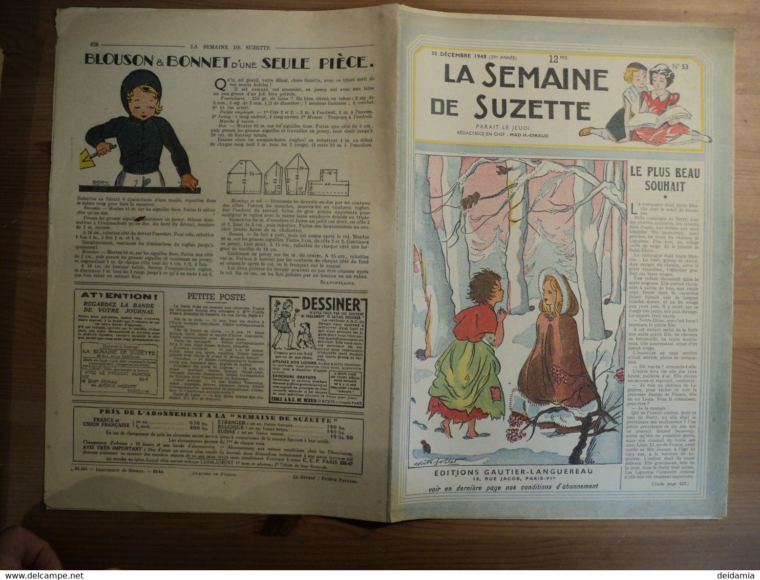 LA SEMAINE DE SUZETTE N°53 DU 30 DECEMBRE 1948. 1° PLAT D EDITH FOLLET MAGGIE SALCEDO / TANTE MAD / LE PLUS BEAU SOUHAI - La Semaine De Suzette