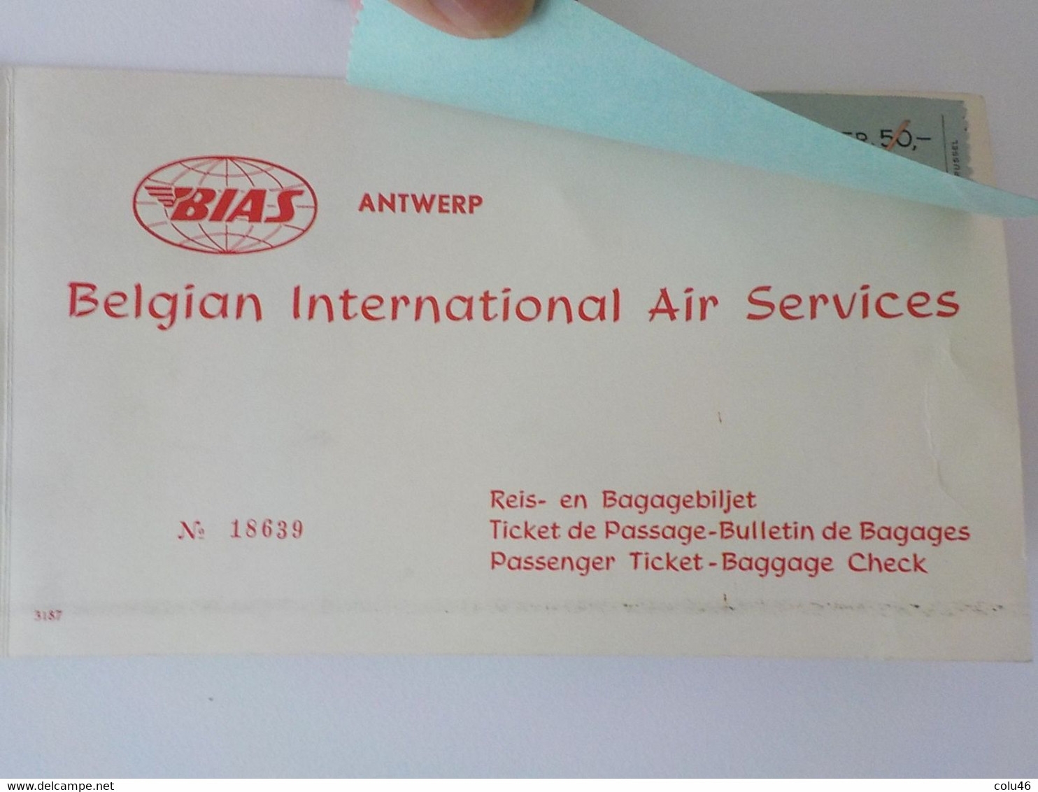 1963 Aviation Civile Titre De Transport BIAS Belgian InternationalAir Services Passenger Ticket Brussels Palma - Boarding Passes