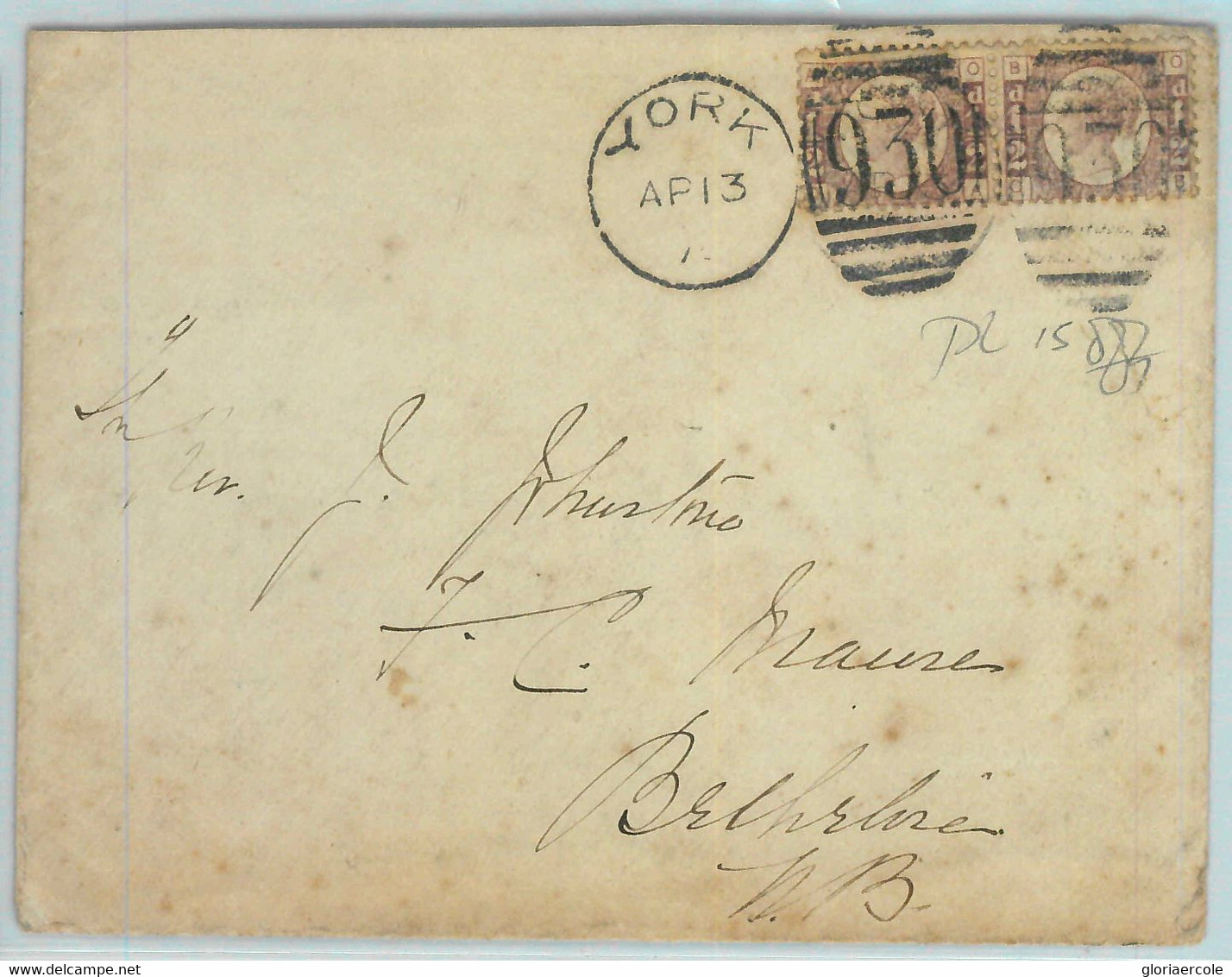 BK0689 - GB - POSTAL HISTORY - 1/2 Penny Plate 15 PAIR On COVER From YORK  1876 - Non Classés