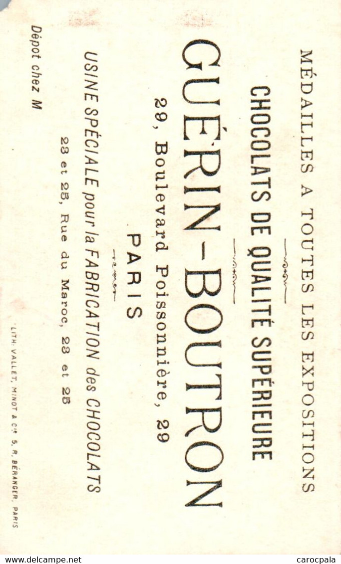 2 Chromos Vers 1890 Guérin Boutron " Fleurs , Fleur Le Lys Et La Fleur D'oranger"-"la Violette Et Le Bouton D'or" - Guérin-Boutron