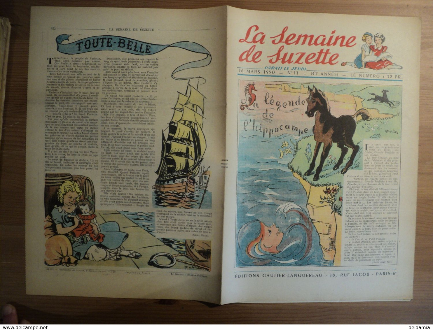 LA SEMAINE DE SUZETTE N°11 DU 16 MARS 1950. 1° PLAT DE FRANCOISE J. BERTIER HENRIETTE ROBITAILLIE / MANON IESSEL / PIER - La Semaine De Suzette