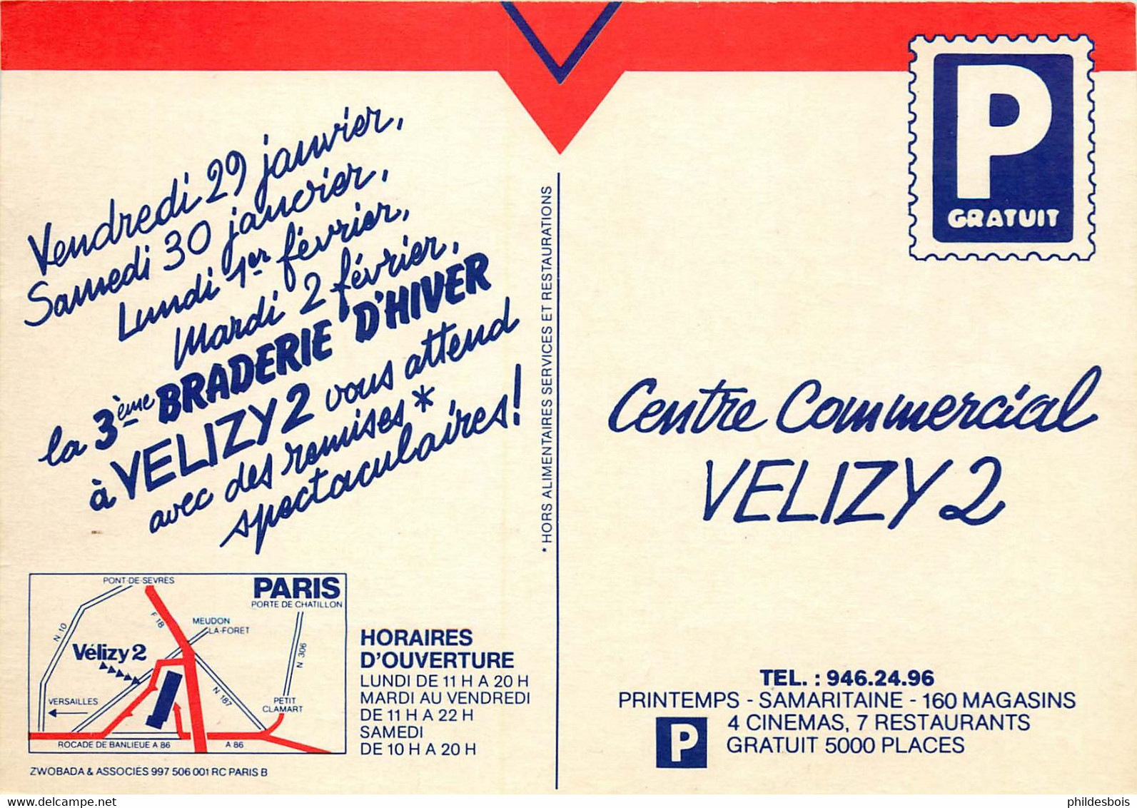 YVELINES  VELIZY  Centre Commercial VELIZY 2  (carte Publicitaire ) - Velizy