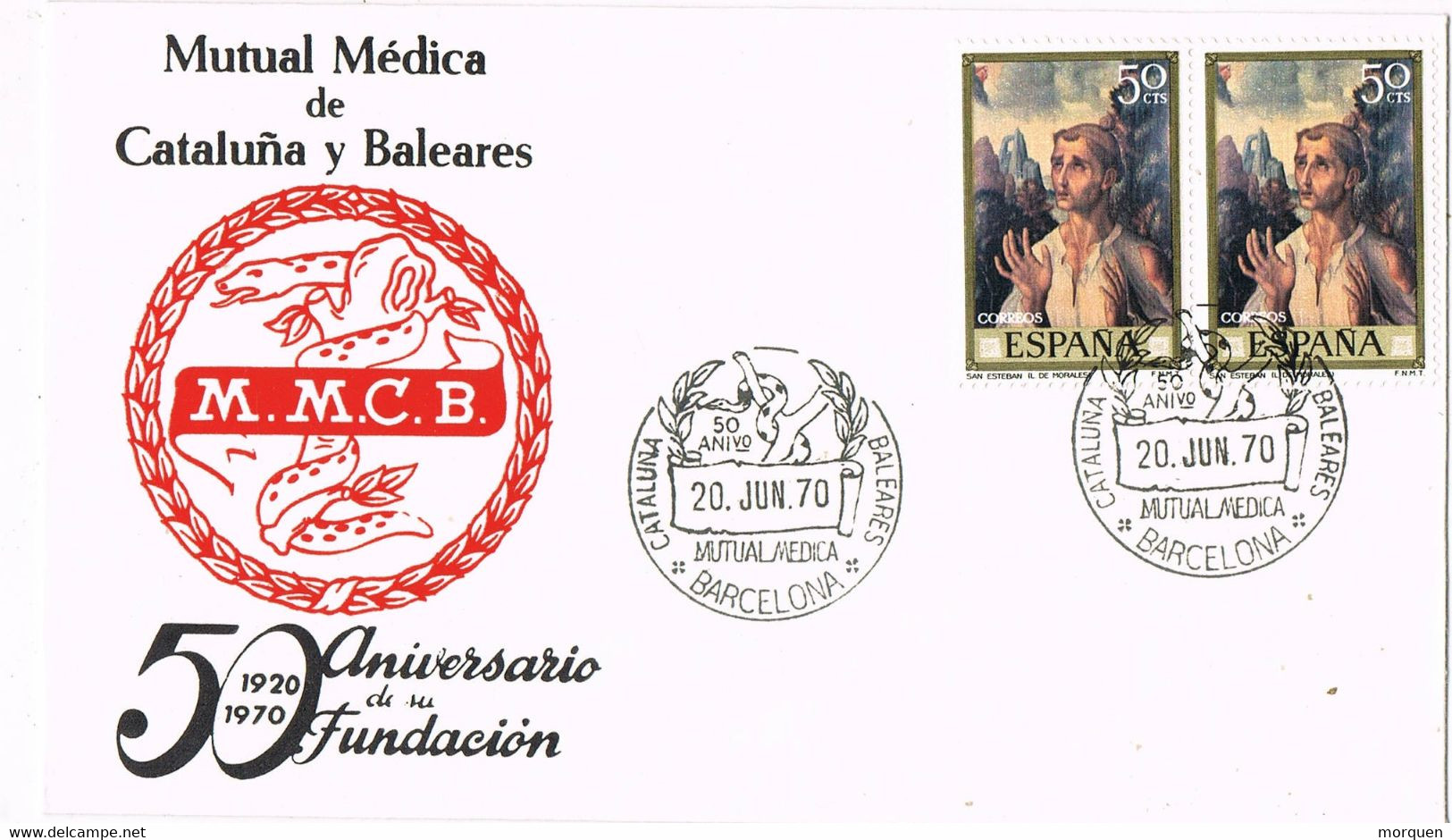 37732.  Carta BARCELONA 1970. Mutual Medica Cataluña Y Baleares. Serpiente, Medicina - Lettres & Documents
