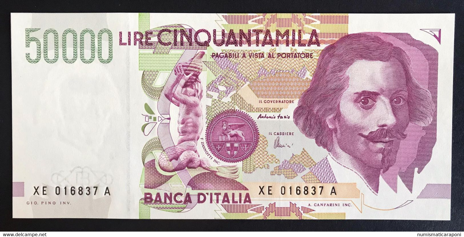 50000 LIRE BERNINI II° TIPO SERIE Sostitutiva XE 1999 Fds  LOTTO 3349 - 50000 Lire