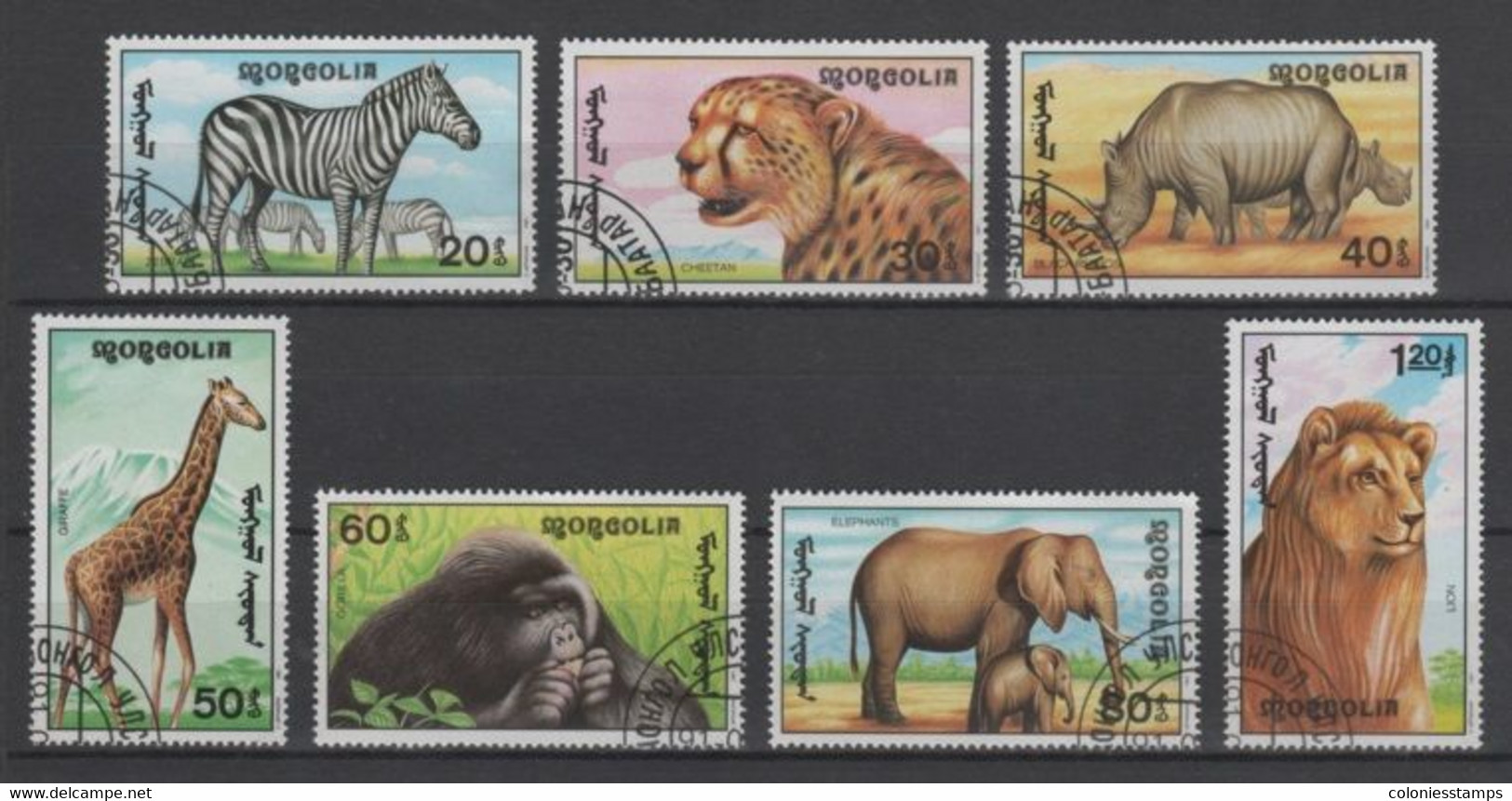 (S1739) MONGOLIA, 1991 (African Animals). Complete Set. Mi ## 2293-2299. Used - Mongolia