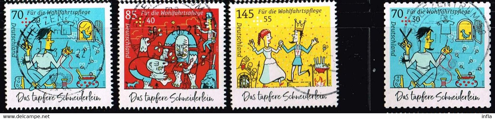 Bund 2019,Michel# 3438 - 3440 + 3444 O Das Tapfere Schneiderlein - Used Stamps