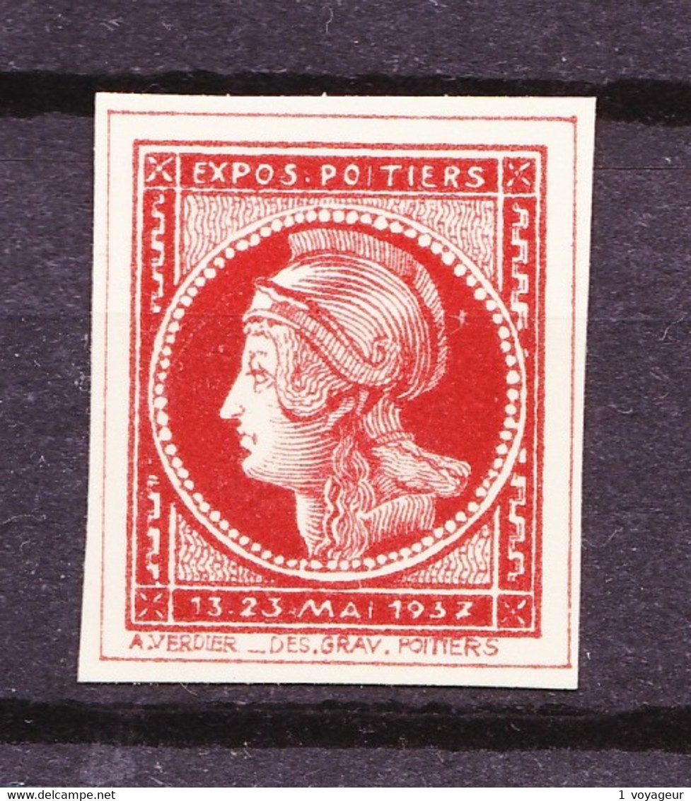 Vignette "MINERVE De Poitiers" - Emise Pour L'exposition Philatélique De Mai 1937 - Très Beau. - Philatelic Fairs