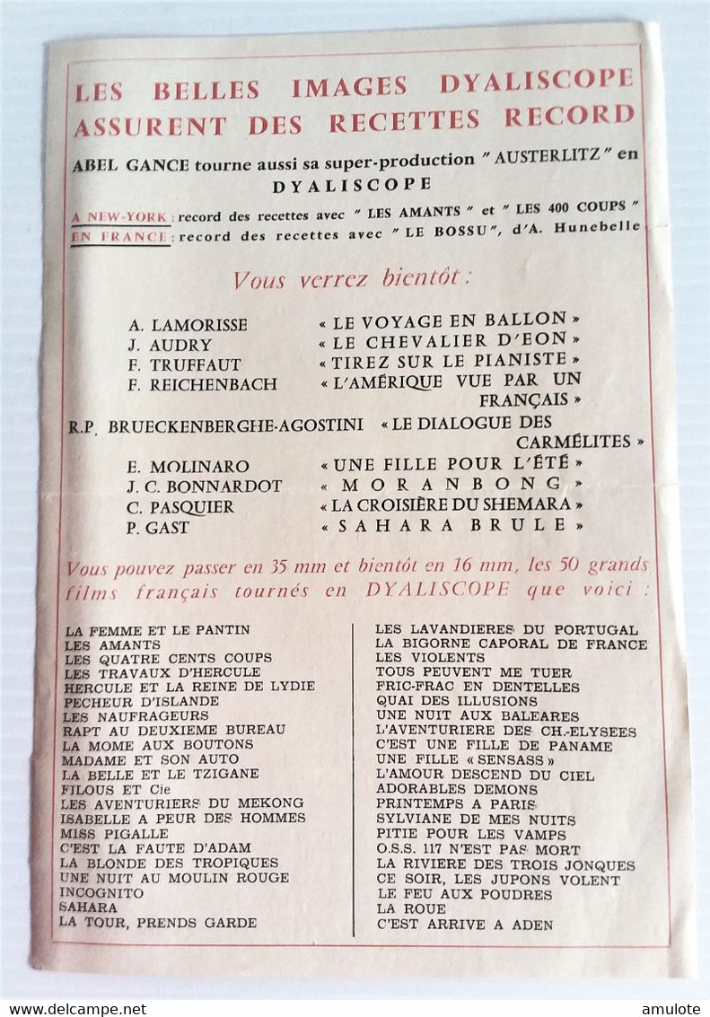 DYALISCOPE Le Film Français 1959 - Pubblicitari