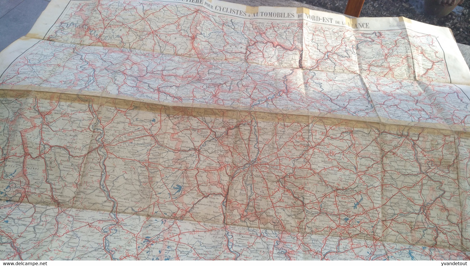 Carte Taride Papier. Carte Routière Pour Cyclistes & Automobiles Du Nord-Est De La France. - Roadmaps