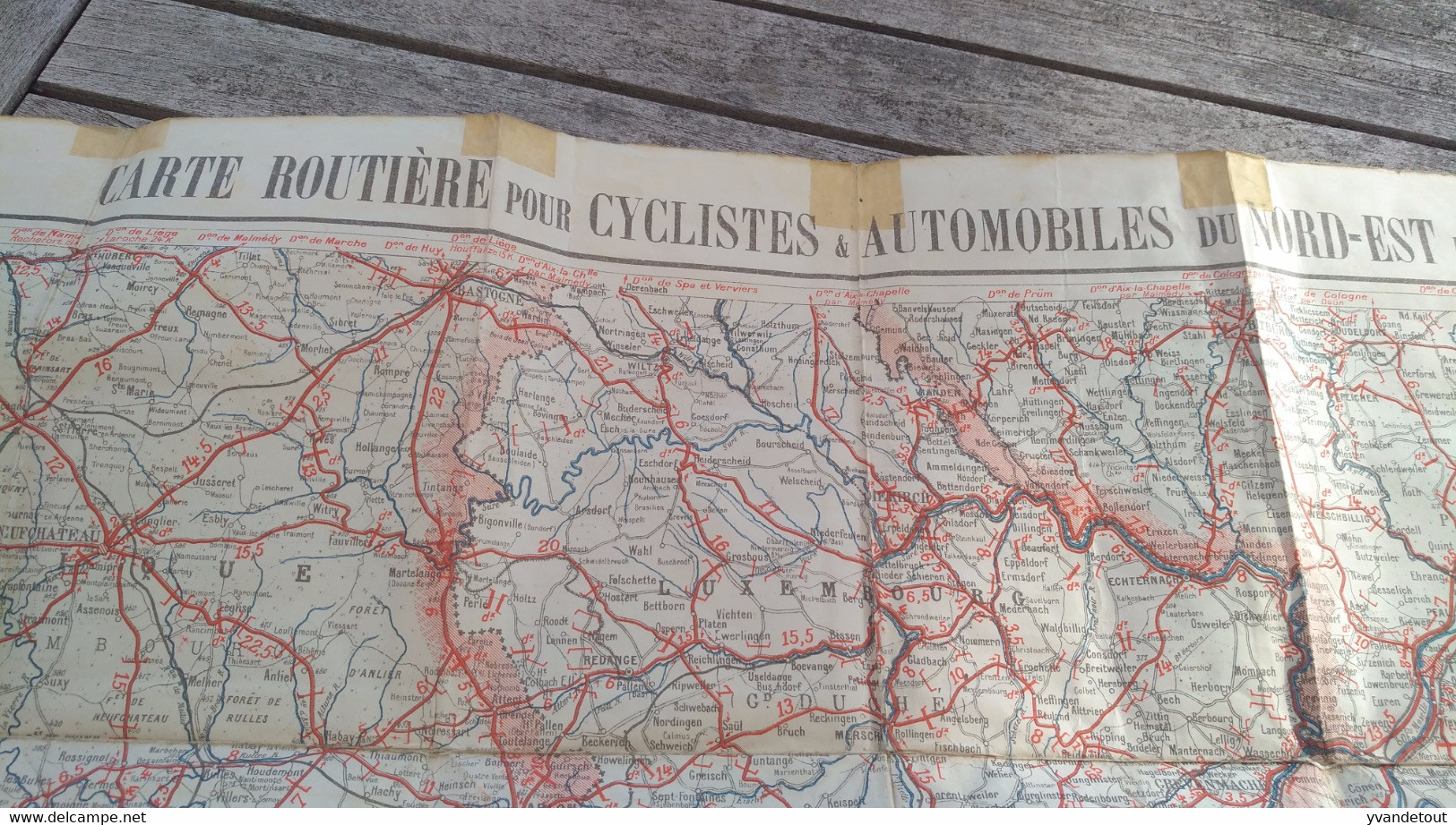 Carte Taride Papier. Carte Routière Pour Cyclistes & Automobiles Du Nord-Est De La France. - Roadmaps