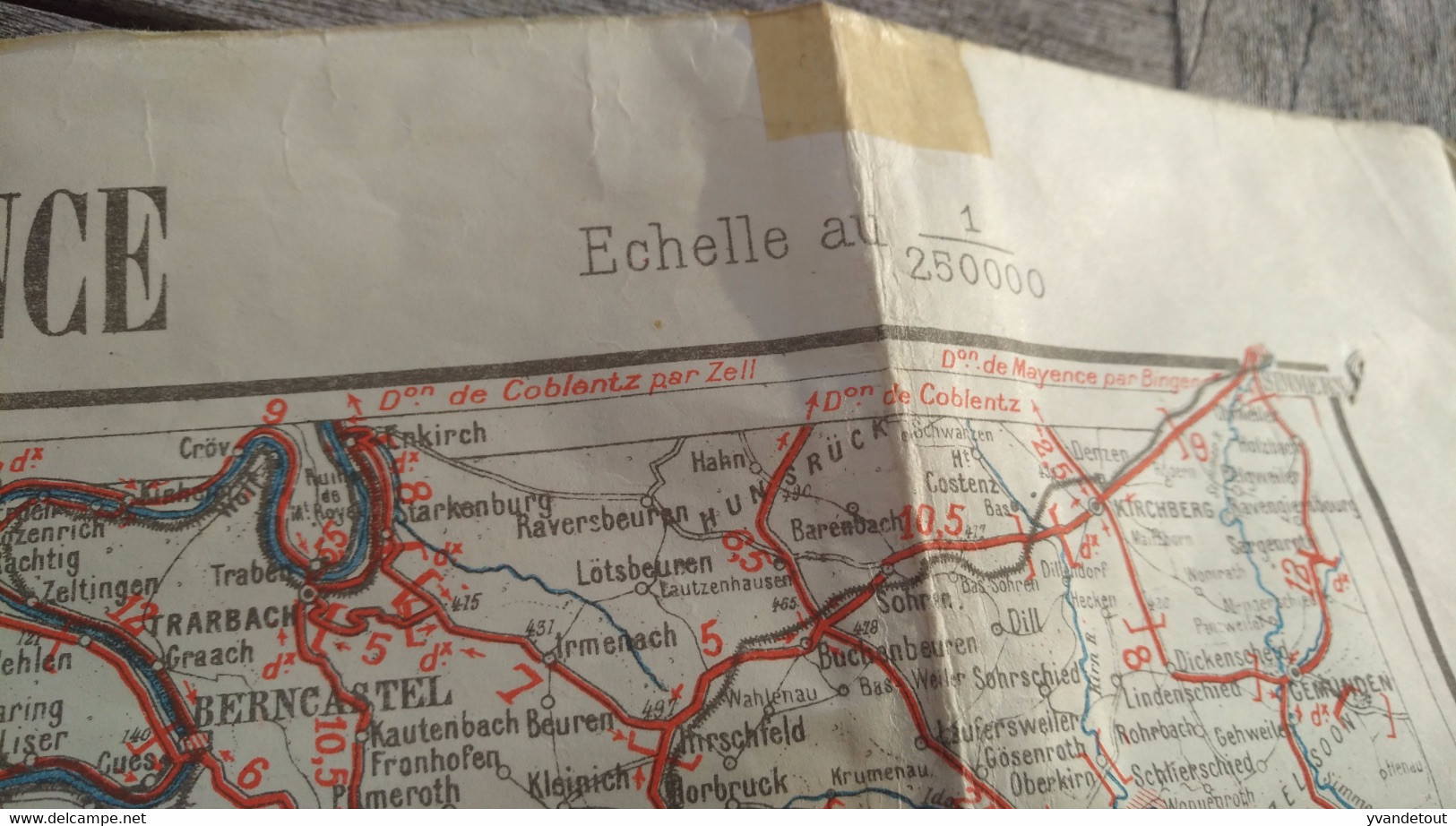 Carte Taride Papier. Carte Routière Pour Cyclistes & Automobiles Du Nord-Est De La France. - Cartes Routières