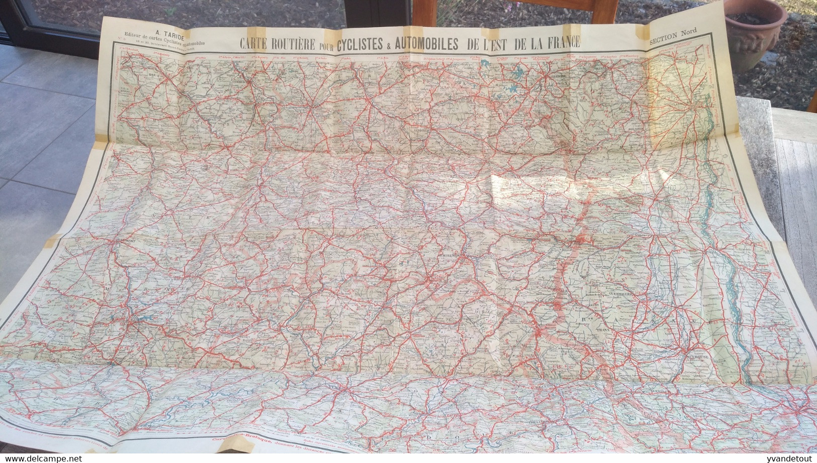 Carte Taride Papier. Carte Routière Pour Cyclistes & Automobiles . Section Nord De La France - Strassenkarten