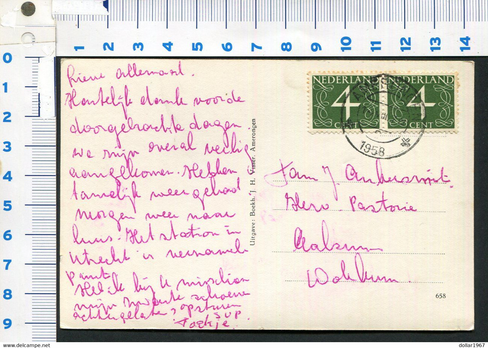 Ned.Herv. Kerk Andrieskerk - Hof 16, Amerongen. (1958) - Used  2 Scans For Condition. (Originalscan !! ) - Amerongen