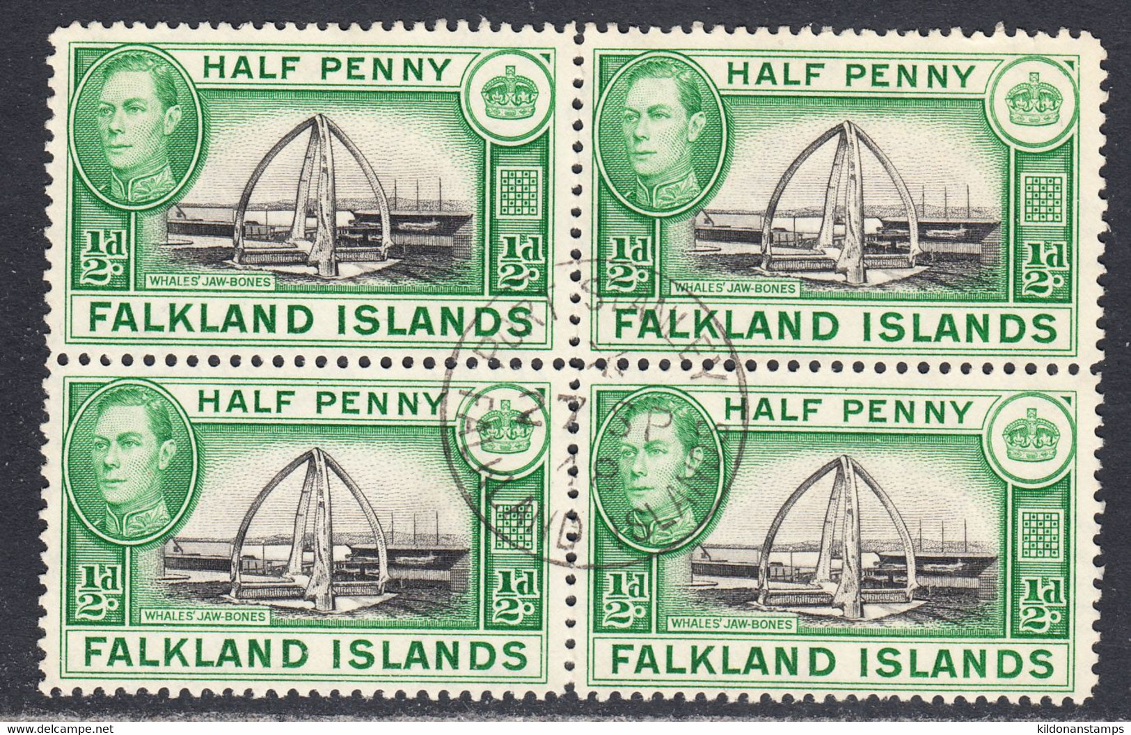 Falkland Islands 1938-50 Cancelled, Block, Sc# ,SG 146 - Falkland