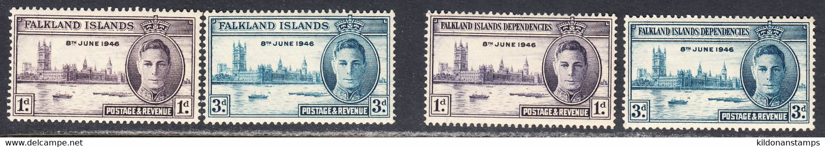 Falkland Islands & Falk. Isle. Dep. 1946 Mint Mounted, Sc# ,SG 164-165,G17-G18 - Falklandinseln