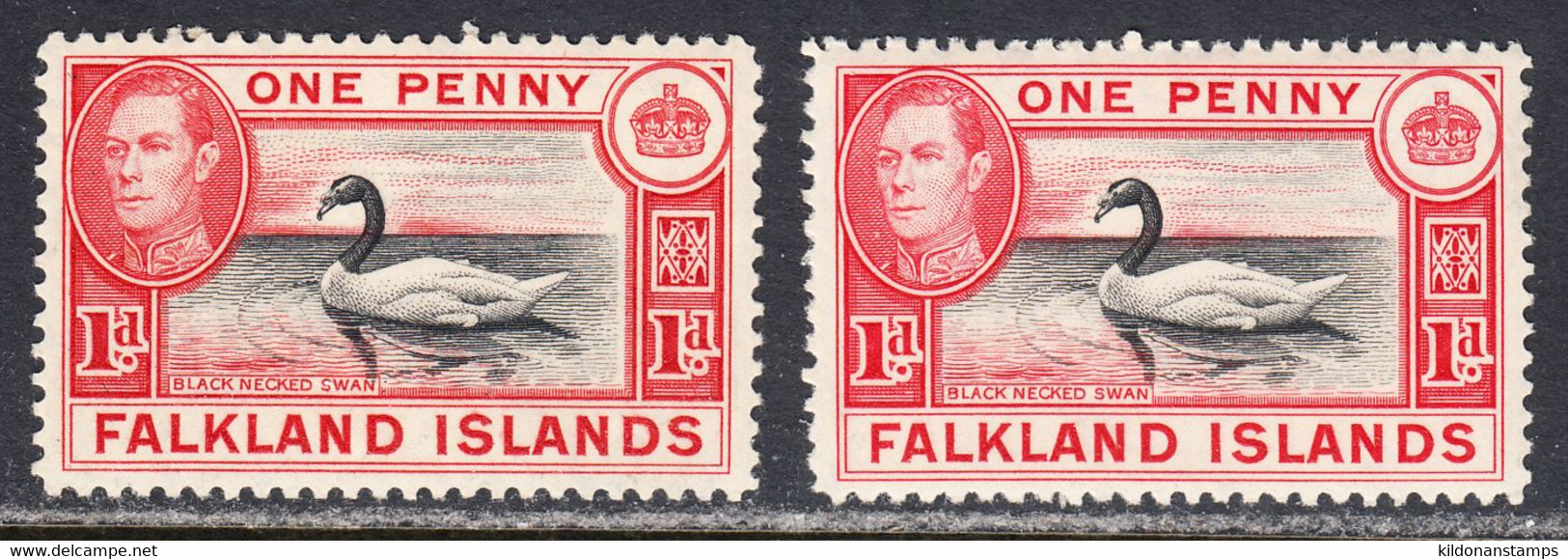 Falkland Islands 1938-50 Mint No Hinge, Carmine & Vermillion Sc# ,SG 147,147a - Falklandinseln