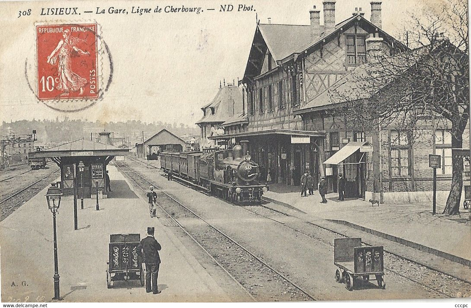 CPA Lisieux La Gare Ligne De Cherbourg - Lisieux