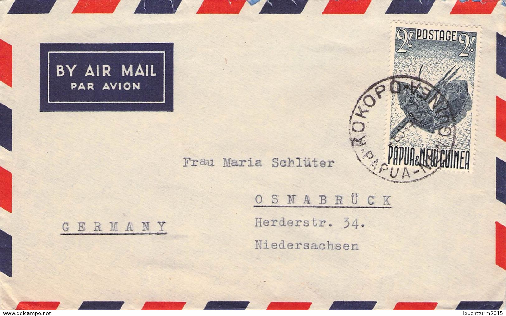 PAPUA-NEW GUINA - AIRMAIL 1957 2Sh KOKOPO -> OSNABRÜCK/GERMANY /AS164 - Papua-Neuguinea