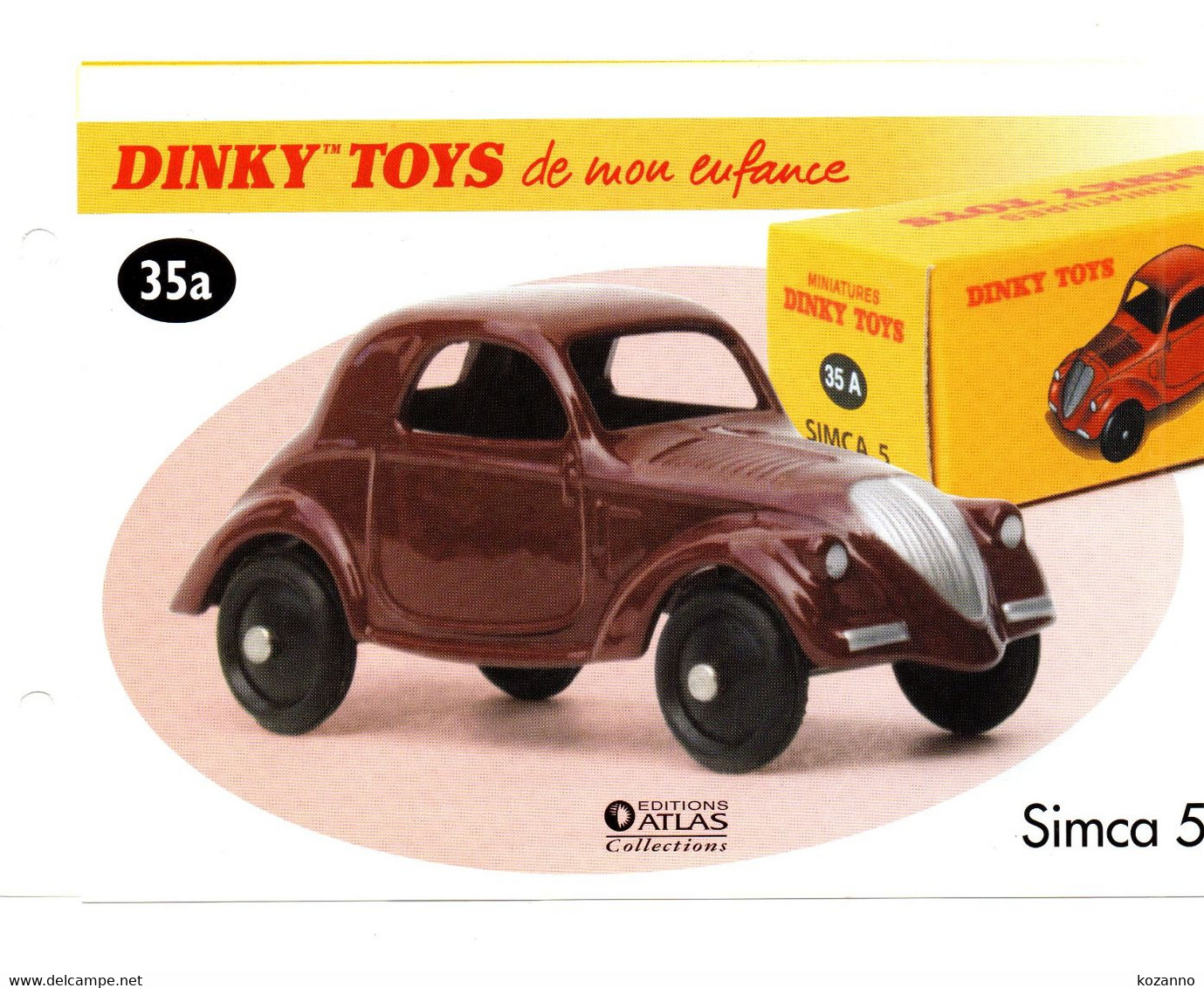 DINKY TOYS: REF 35a SIMCA 5 - FICHE TECHNIQUE - Catalogues