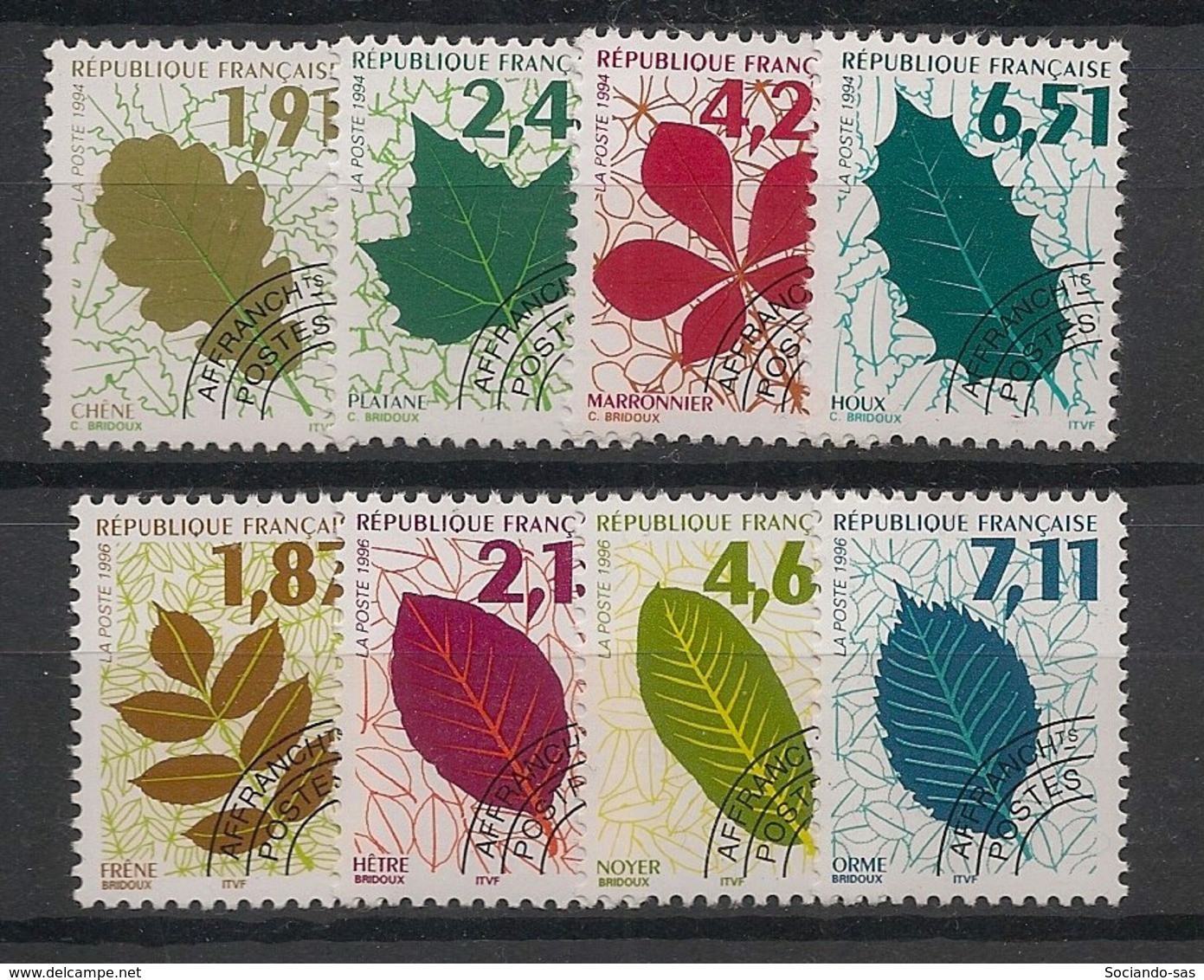 France - 1994-96 - Préo N°Yv. 232 à 239 - Feuilles D'arbres - Complet - Neuf Luxe ** / MNH / Postfrisch - 1989-2008