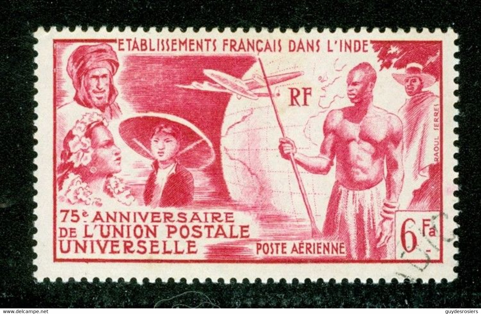 Poste Aérienne; French India / Établissements Français De L'Inde; Scott # C-17; Usagé / Used (3605 - Used Stamps