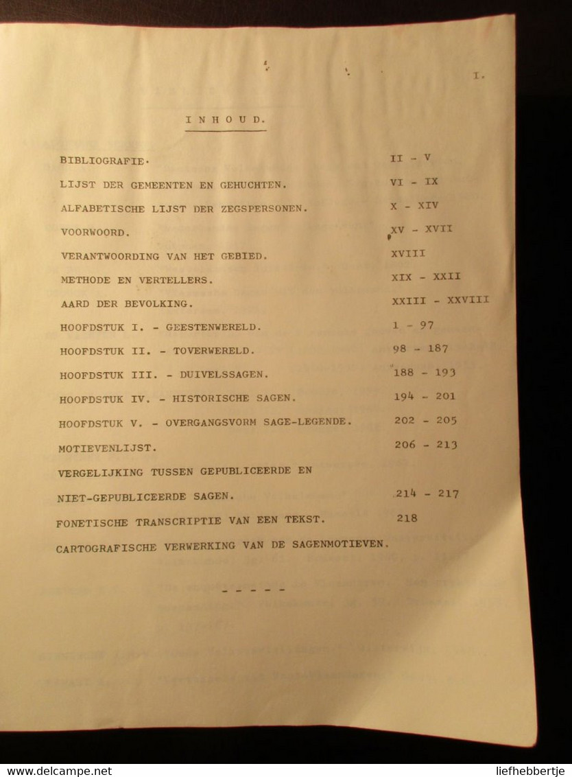 Sagenonderzoek ... Tielt En Izegem  - Tovenarij - Geesten - Heksen - Magie - Duivels ... - 1968 - Histoire