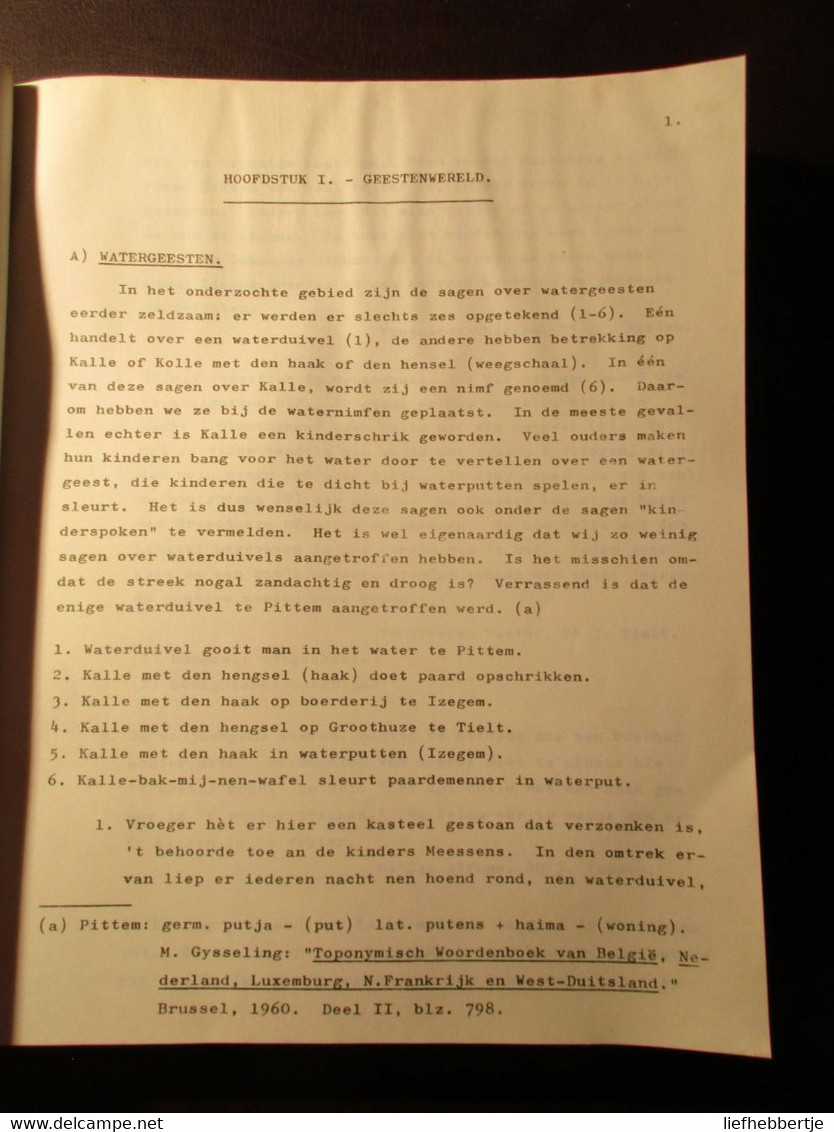 Sagenonderzoek ... Tielt En Izegem  - Tovenarij - Geesten - Heksen - Magie - Duivels ... - 1968 - Geschichte