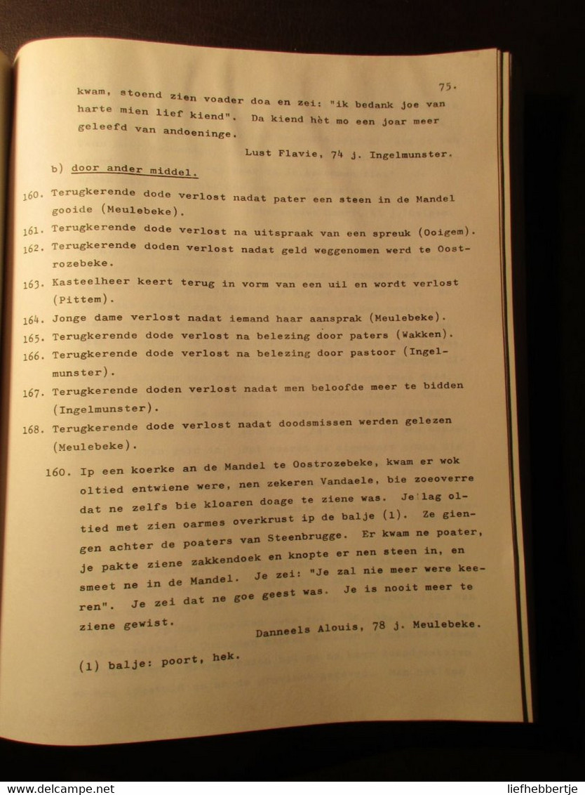 Sagenonderzoek ... Tielt En Izegem  - Tovenarij - Geesten - Heksen - Magie - Duivels ... - 1968 - Histoire