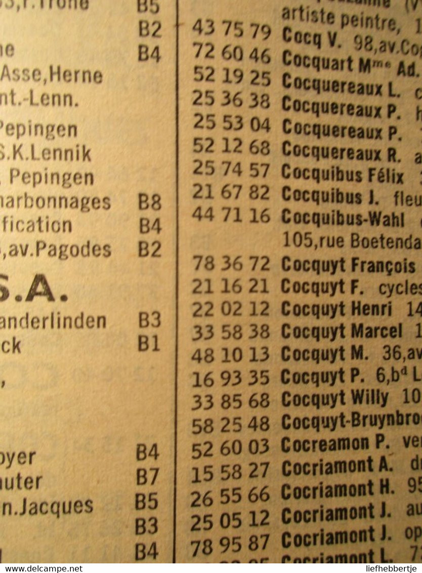 Officiële Telefoongids - Alfabetische Lijsten - Indicateur Officiel Des Téléphones - Streek Van Brussel  Genealogie 1962 - History