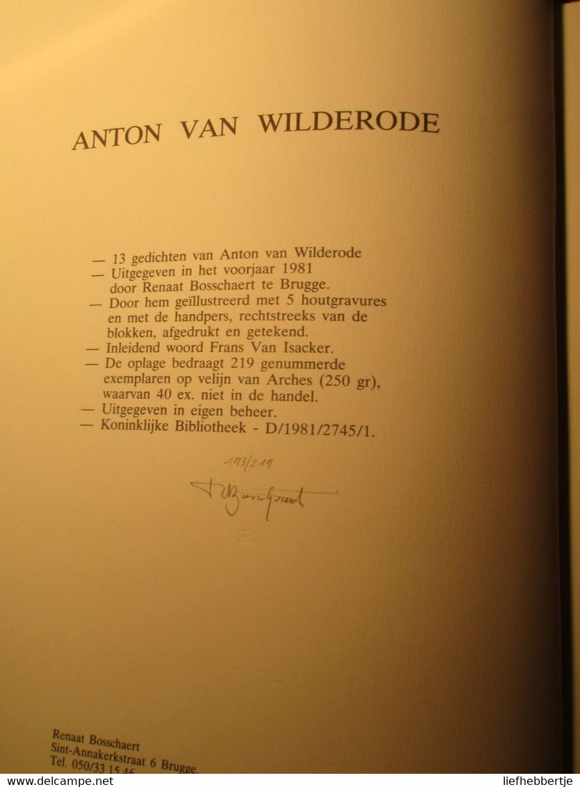 Anton Van Wilderode - Renaat Bosschaert  -  Poezie - 1981 - Poésie