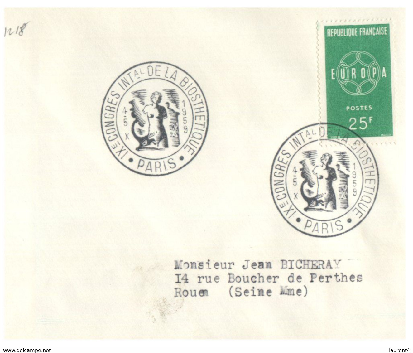 (O 12) EUROPA CEPT - France - 1959 - Congrés De La Biothetique - Bäderwesen