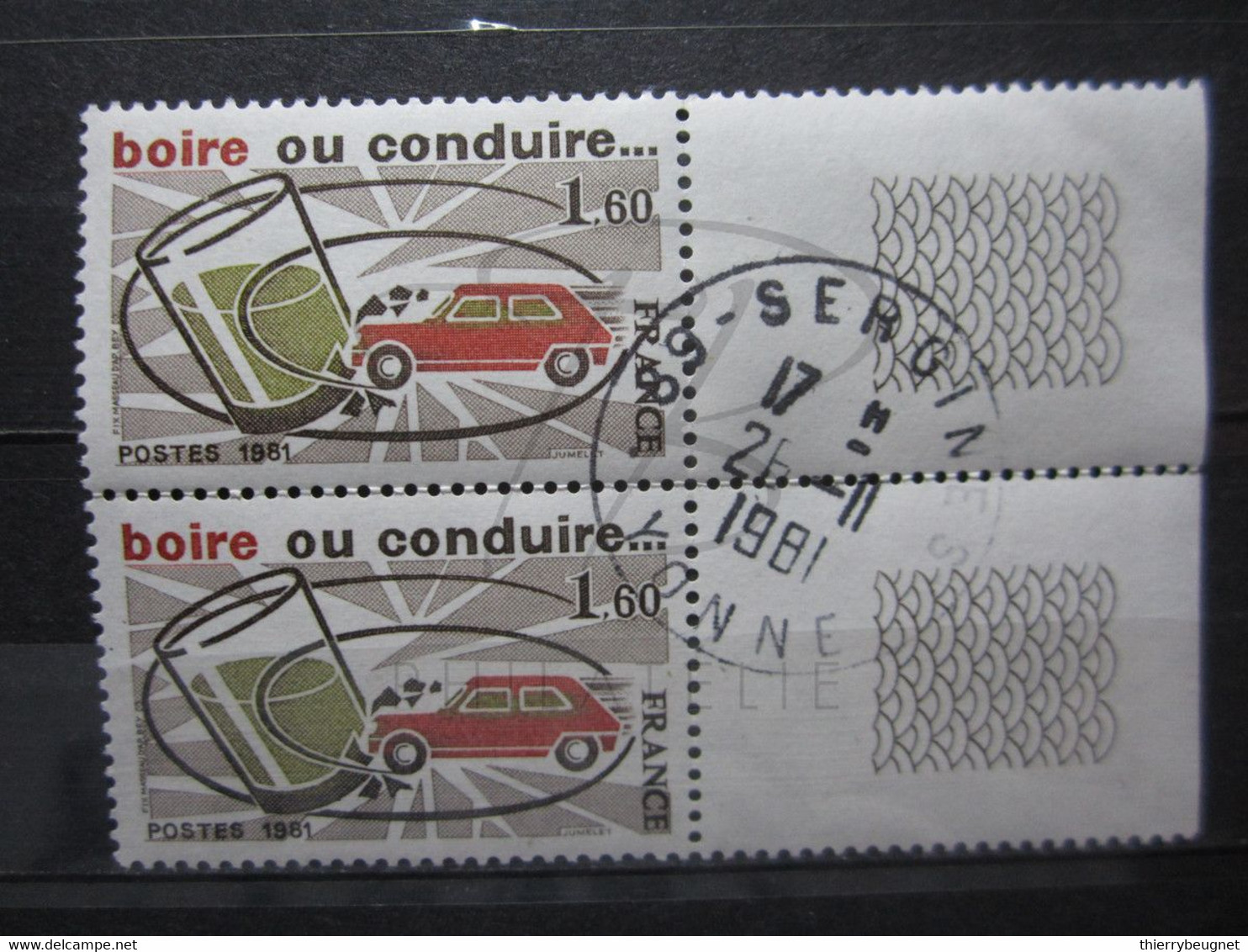 VEND BEAUX TIMBRES DE FRANCE N° 2159 EN PAIRE + BDF , OBLITERATION " SERGINES " !!! - Autres & Non Classés