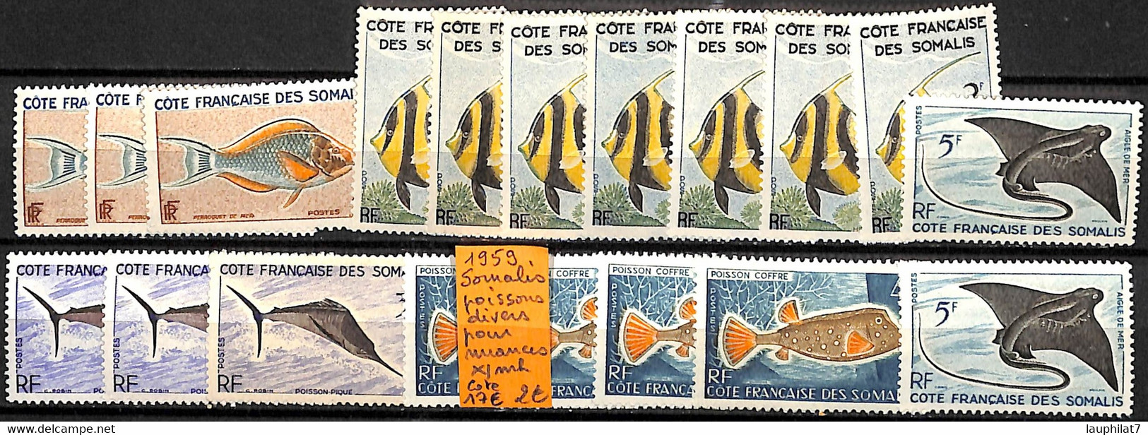 [835627]TB//*/Mh-c:17e-France (colonies) 1959 - Somalis, Poissons Divers Pour Nuances, Poissons, Animaux - Unused Stamps