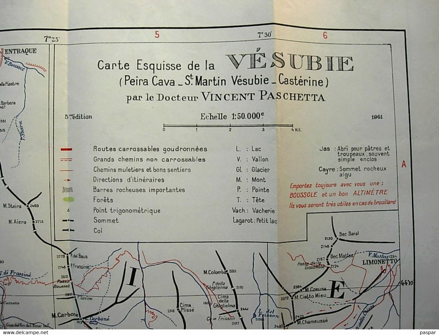 Carte Géographique - Carte-Esquisse De La Vésubie ( Peira-Cava, Saint-Martin-Vésubie) 1961 Girard Et Barrère - Paschetta - Geographical Maps